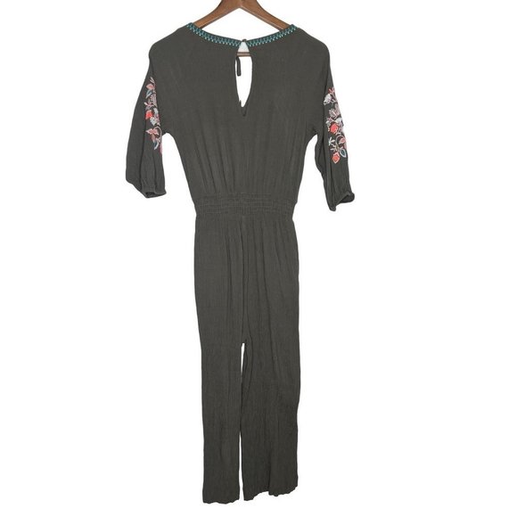 BODEN Natalie Floral Embroidered Green Cropped Jumpsuit Womens Sz.4 - Picture 3 of 12